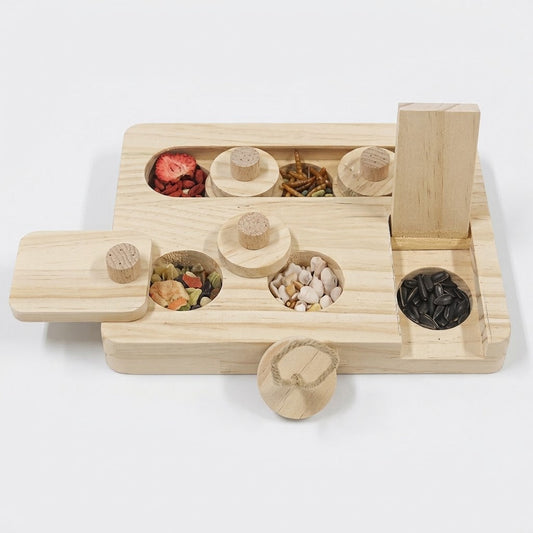 Vexnaluro Premium Natural Wood Small Pet Foraging Puzzle