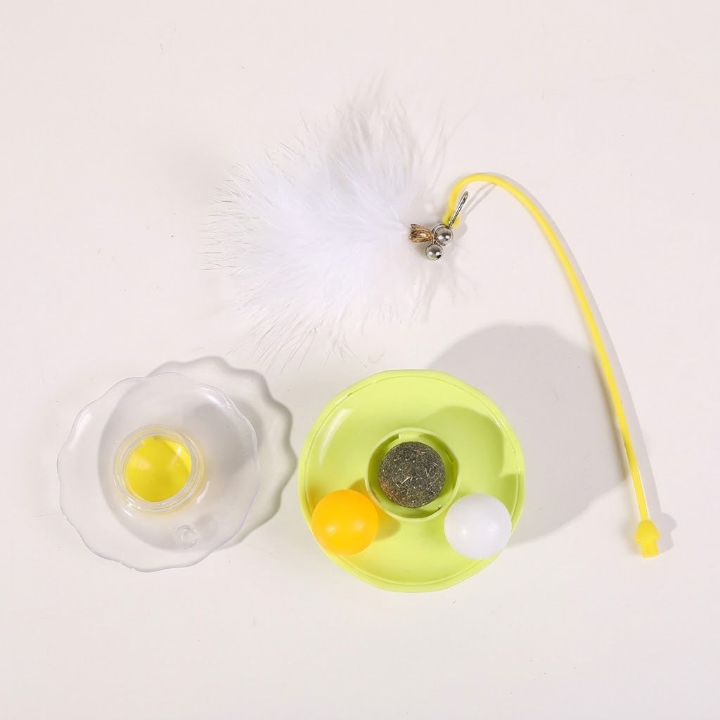 Vexnaluro 360° Interactive Catnip Toy with Feather & Bell