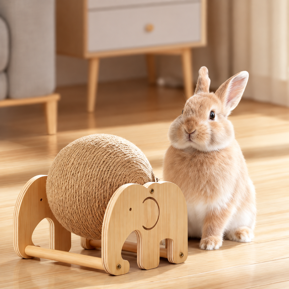 Vexnaluro Natural Wood & Sisal Interactive Scratcher