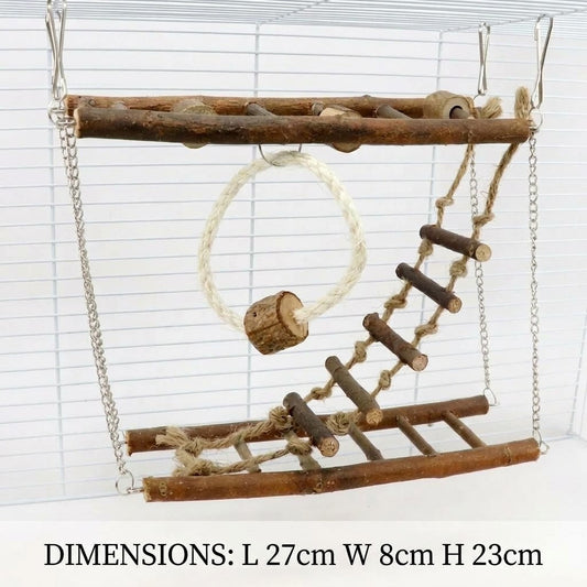 Vexnaluro The ArborHaven Suspended Natural Wood Pet Playground