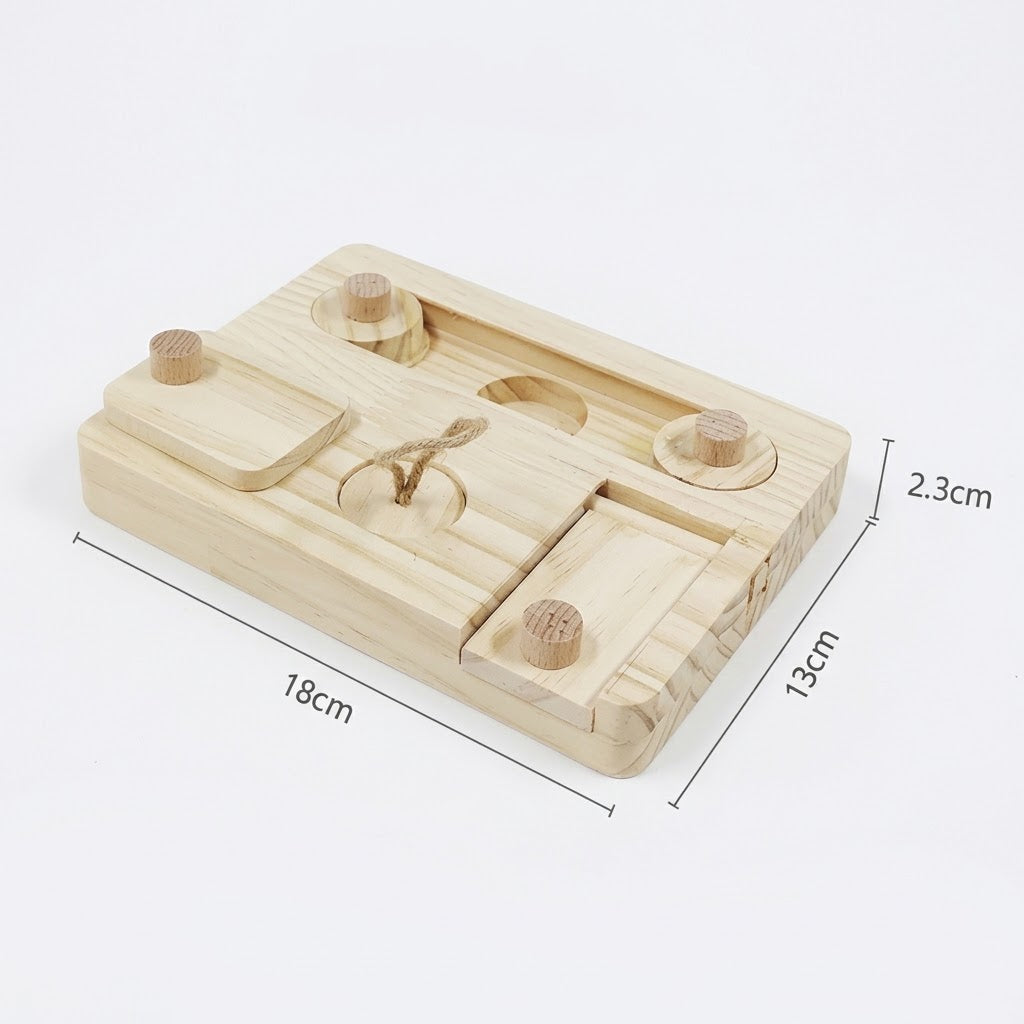 Vexnaluro Premium Natural Wood Small Pet Foraging Puzzle