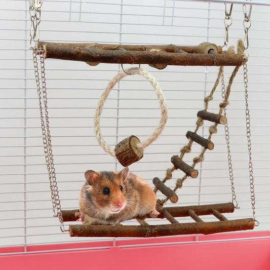 Vexnaluro The ArborHaven Suspended Natural Wood Pet Playground
