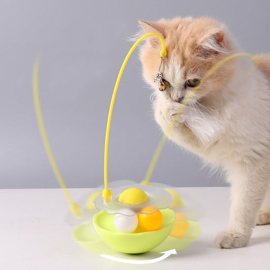 Vexnaluro 360° Interactive Catnip Toy with Feather & Bell