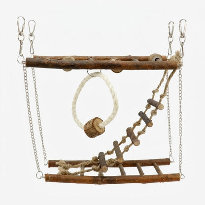 Vexnaluro The ArborHaven Suspended Natural Wood Pet Playground