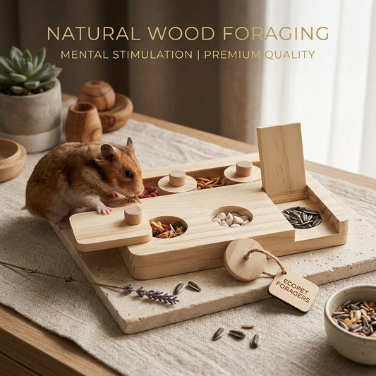 Vexnaluro Premium Natural Wood Small Pet Foraging Puzzle