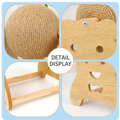 Vexnaluro Natural Wood & Sisal Interactive Scratcher