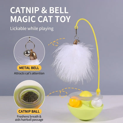 Vexnaluro 360° Interactive Catnip Toy with Feather & Bell