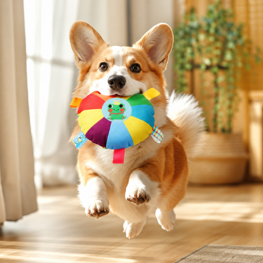 Vexnaluro PawJoy Rainbow Tug & Toss Dog Disc