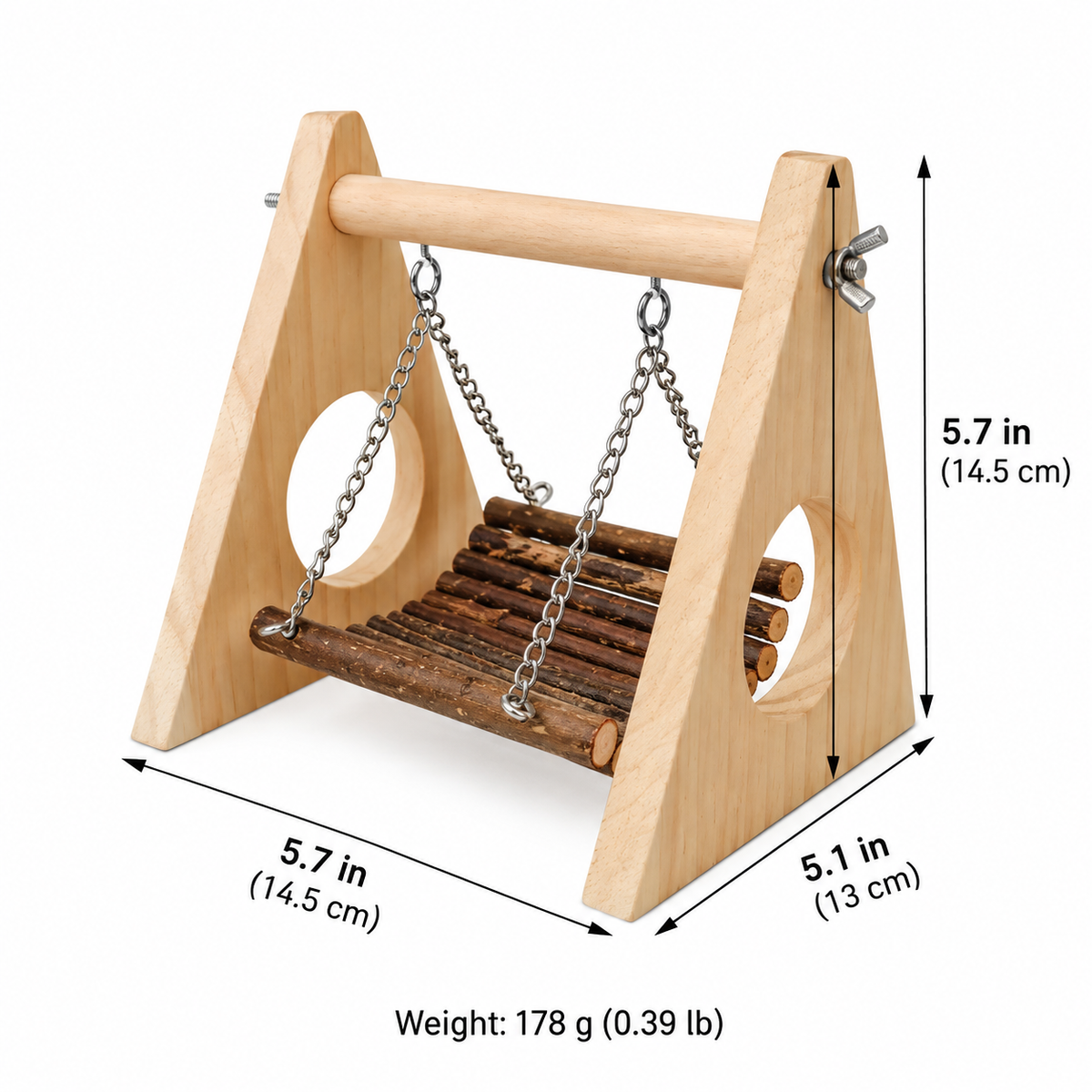 Vexnaluro Woodland Swing — Natural Wooden Swing & Perch